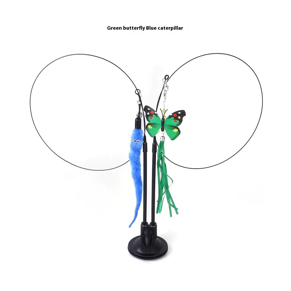 Juguete interactivo para gatos con base de ventosa.